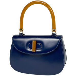 Gucci Leather Handbag, Old 000460103, Blue Women's